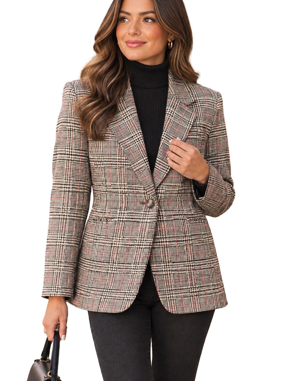 Vintage Requirements Glen Plaid Blazer Jacket Grey Red 90s Dark Academia